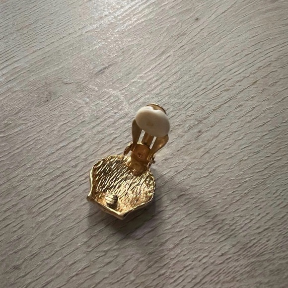 Gold Shell Clip-On Earrings - Picture 2 of 2